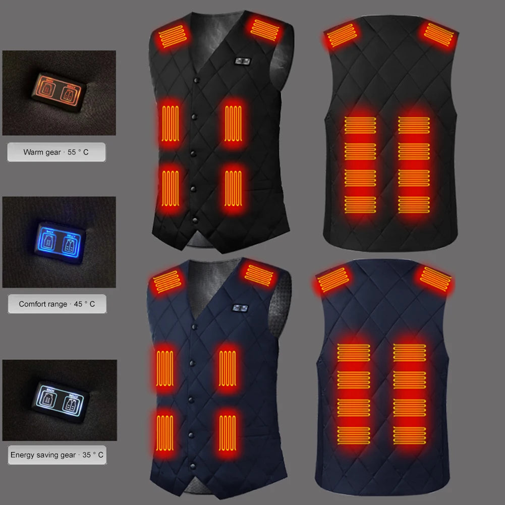 16-Zone USB Heated Vest for Men & Women - Adjustable Thermal Jacket for Winter, Hunting, and Outdoor Sports (Sizes M-7XL)