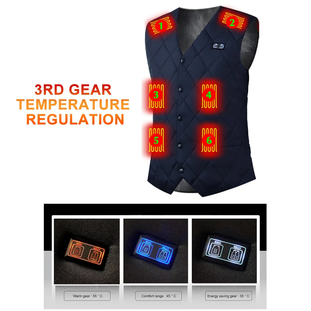 16-Zone USB Heated Vest for Men & Women - Adjustable Thermal Jacket for Winter, Hunting, and Outdoor Sports (Sizes M-7XL)