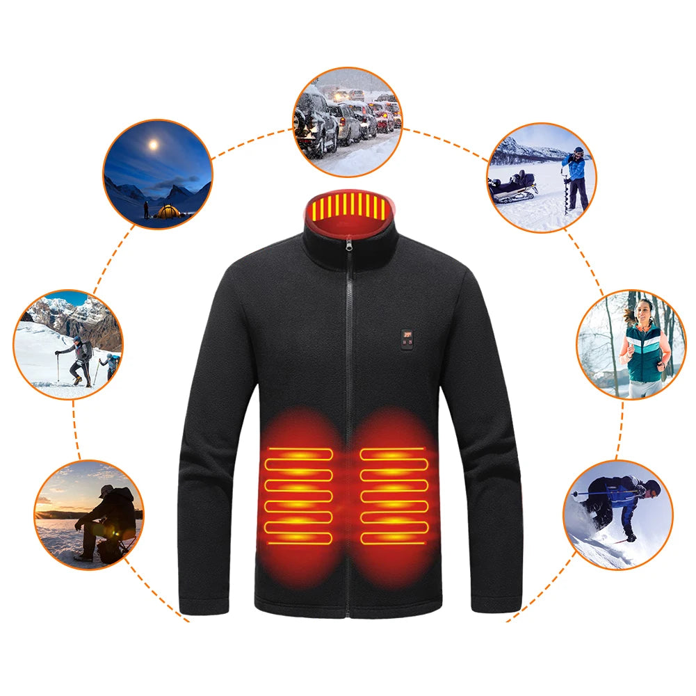 9 Heated Area Intelligent Heating Coat USB Charging Heated Jacket Warm Jackets Coat 3 Gear Electric Heating Vest