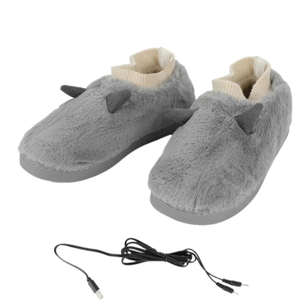 Winter Heated Slippers – USB Charging Electric Plush Foot Warmer with Adjustable Temperature for Men & Women.