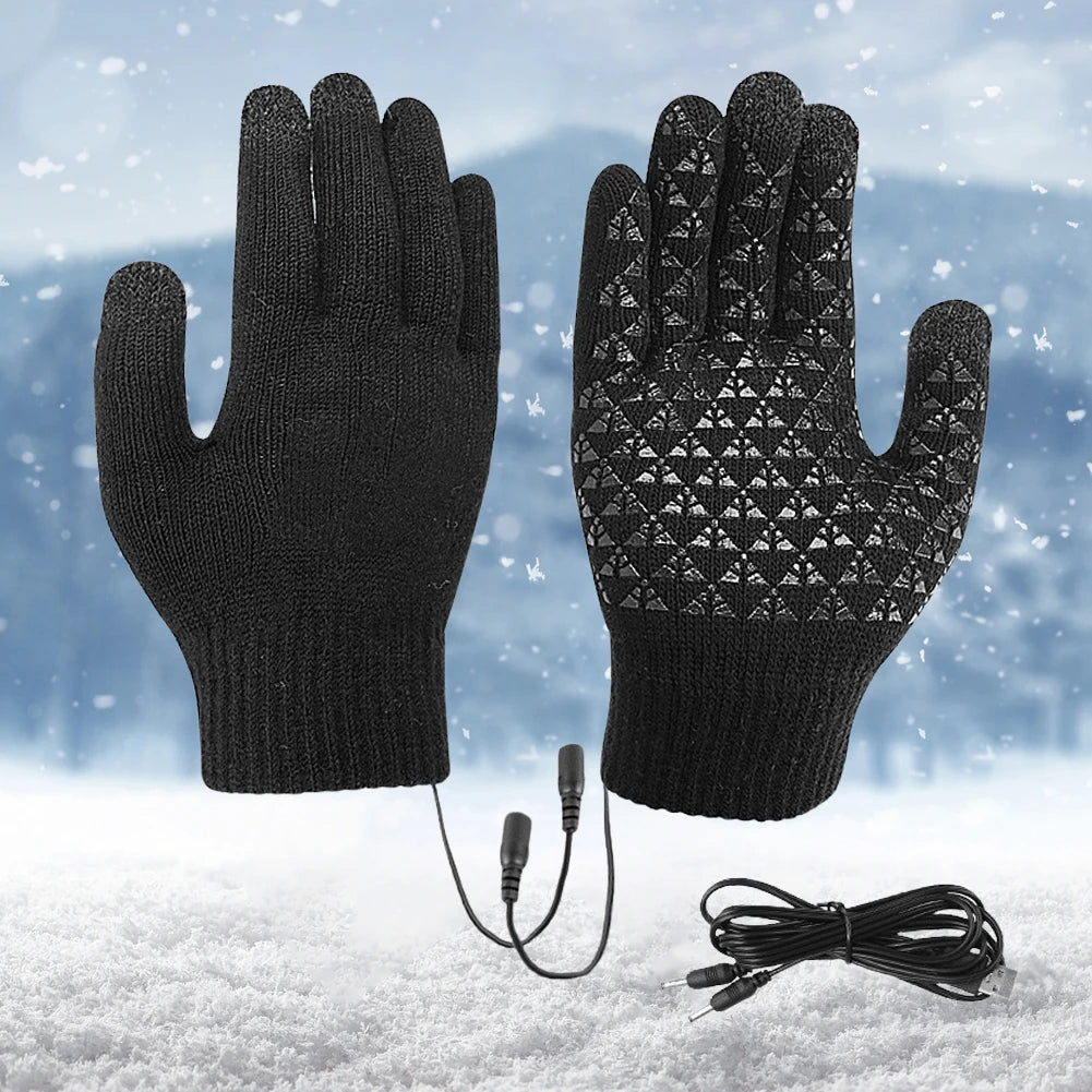 USB Electric Heated Gloves – Winter Thermal Touch Screen Knitted Gloves