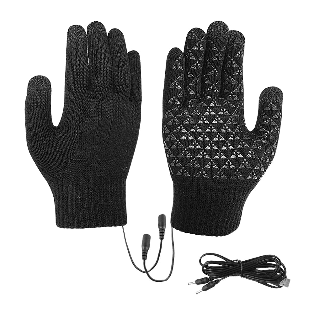 USB Electric Heated Gloves – Winter Thermal Touch Screen Knitted Gloves