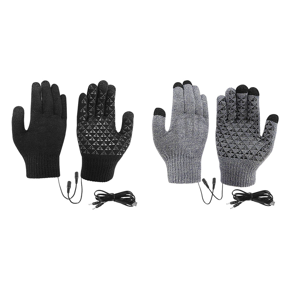 USB Electric Heated Gloves – Winter Thermal Touch Screen Knitted Gloves