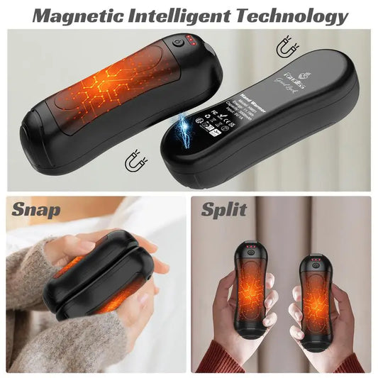 2Pack Magnetic Rechargeable Hand Warmers with 3 Heat Settings Pocket-Sized Light Sleek Stylish for Winter Outdoor/Skiing