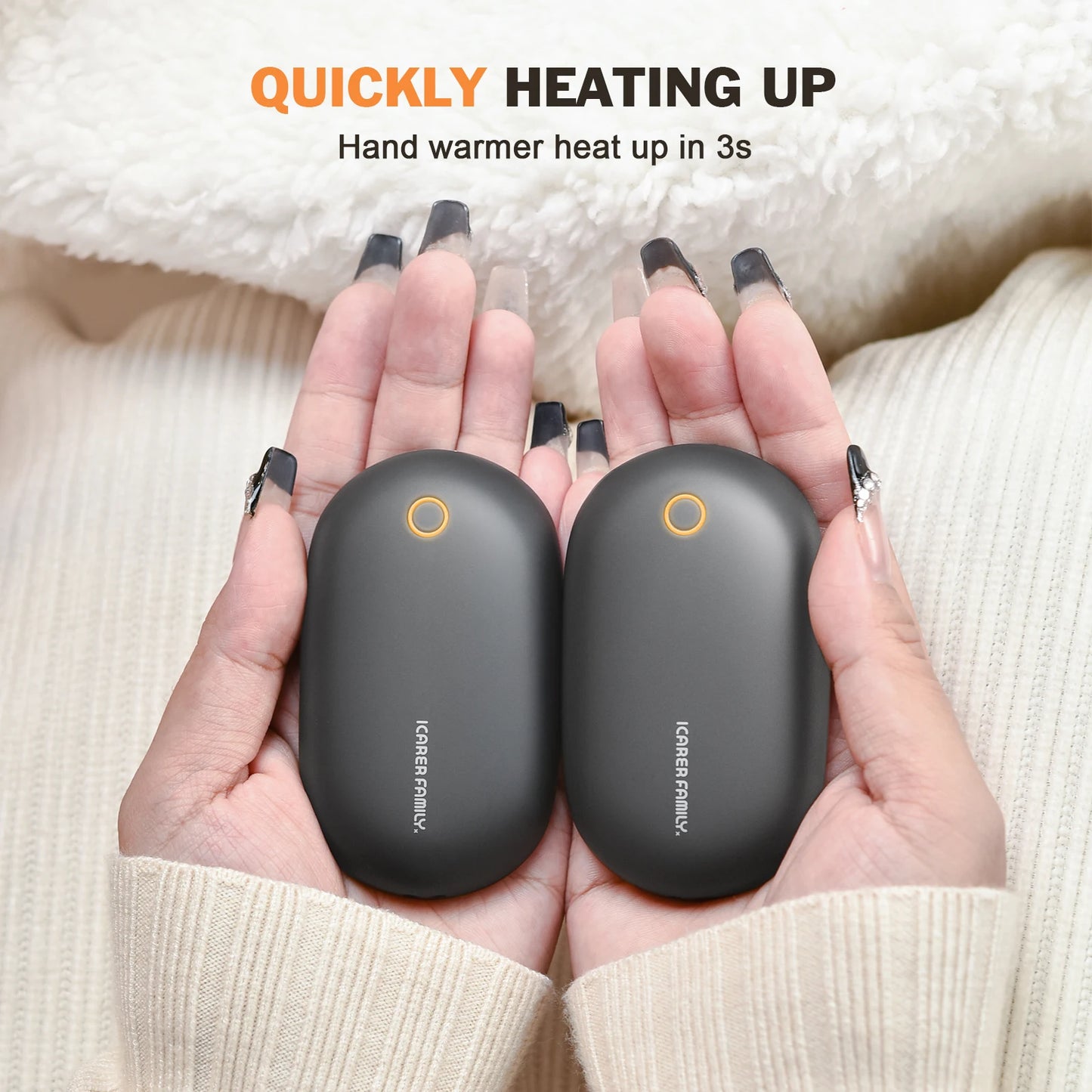 Rechargeable Magnetic Hand Warmers 2 Pack – 5000mAh, 8-Hour Instant Heating