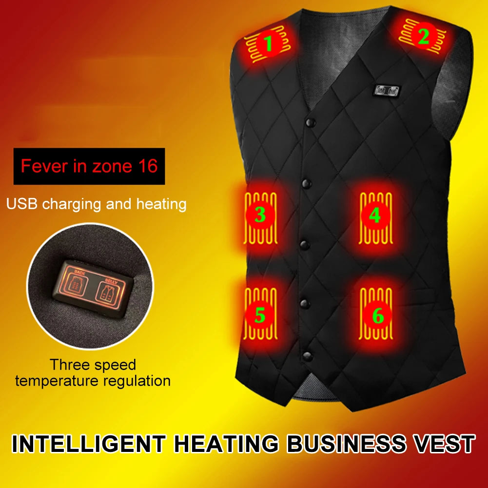 16-Zone USB Heated Vest for Men & Women - Adjustable Thermal Jacket for Winter, Hunting, and Outdoor Sports (Sizes M-7XL)