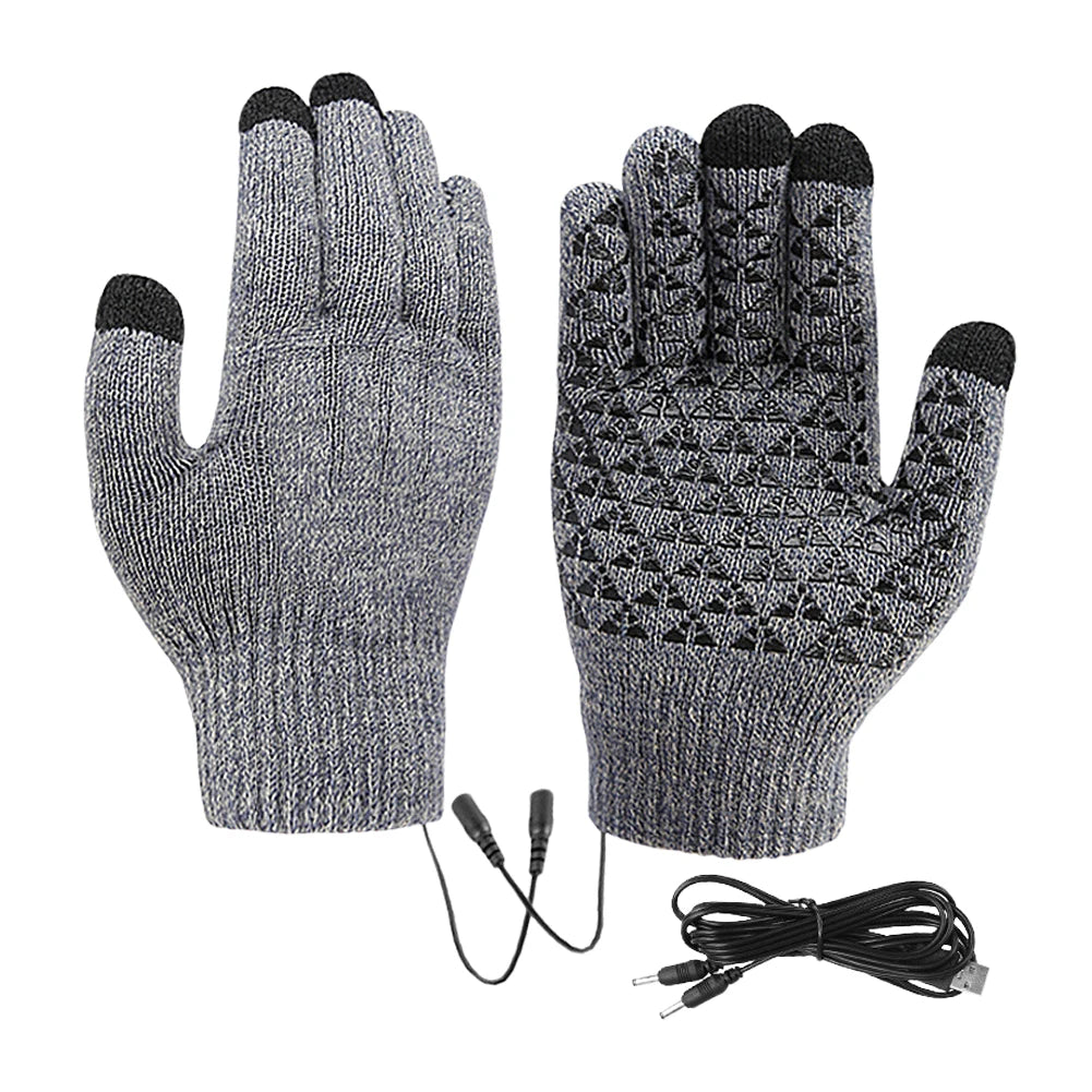 USB Electric Heated Gloves – Winter Thermal Touch Screen Knitted Gloves