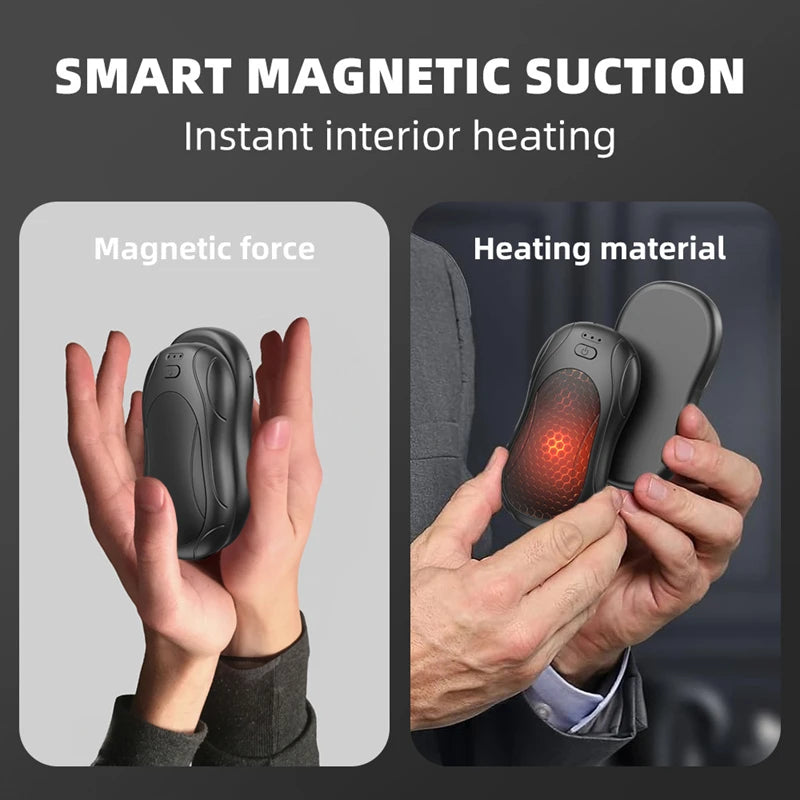 2Pack Magnetic Rechargeable Hand Warmers with 3 Heat Settings Pocket-Sized Light Sleek Stylish for Winter Outdoor/Skiing