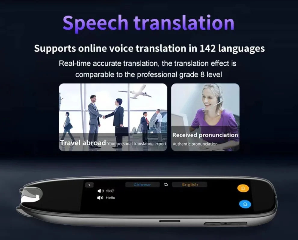 Smart Voice Translator Pen International Version 142 Languages WiFi Enabled Portable Scanner Translation Device for Travel