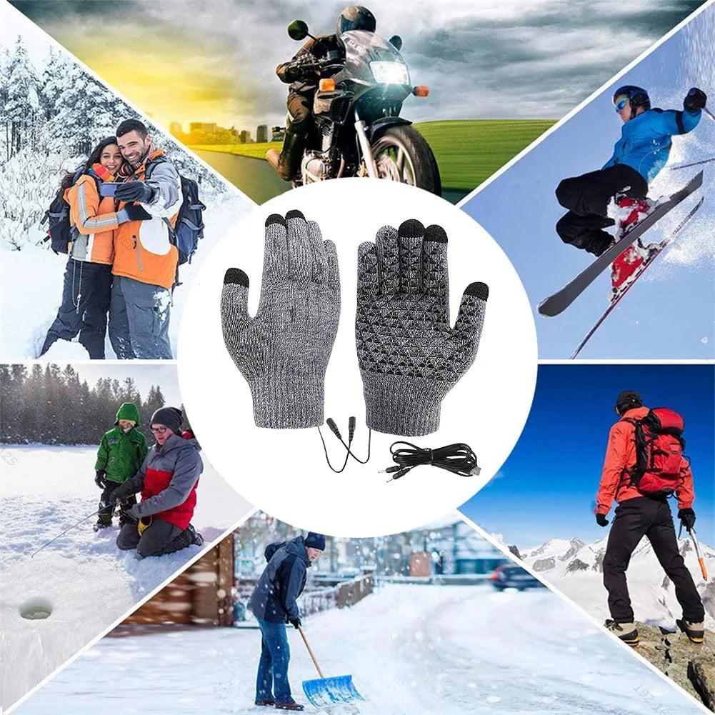 USB Electric Heated Gloves – Winter Thermal Touch Screen Knitted Gloves