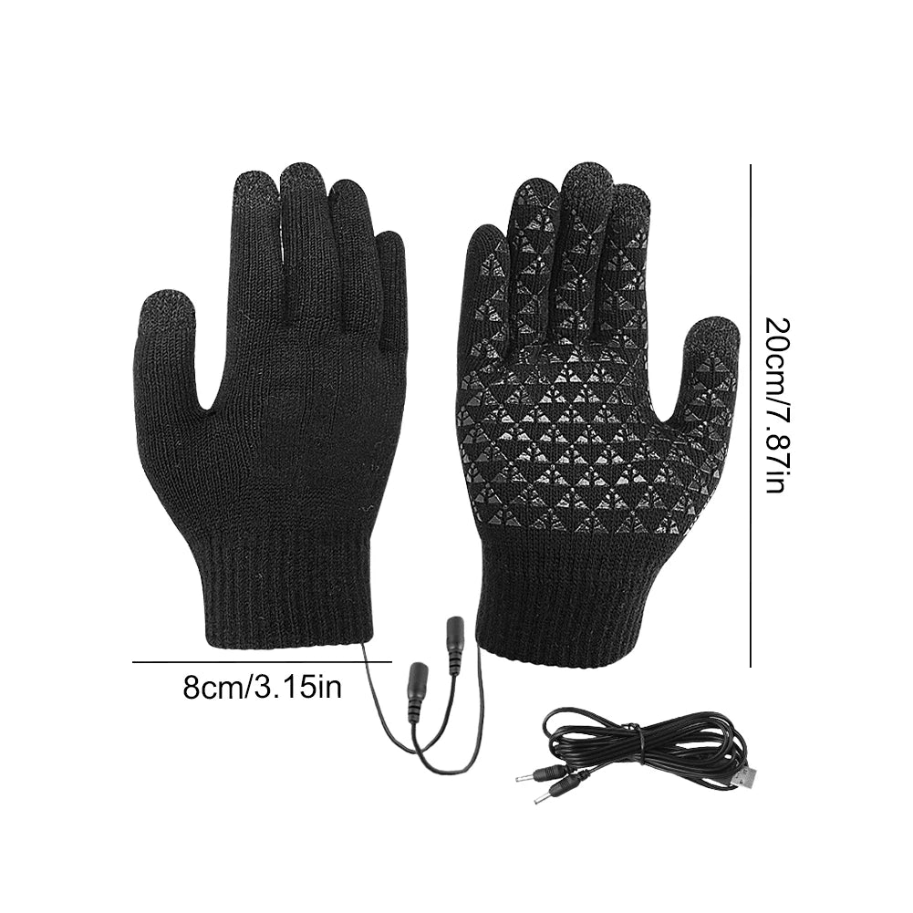 USB Electric Heated Gloves – Winter Thermal Touch Screen Knitted Gloves