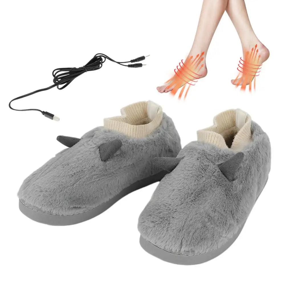 Winter Heated Slippers – USB Charging Electric Plush Foot Warmer with Adjustable Temperature for Men & Women.