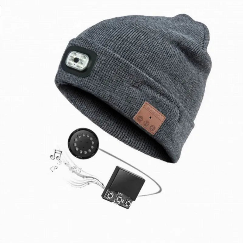 Knitted Hat With LED Bluetooth Headset Wireless Hooded Headset Smart Headset Music Knitted Built-in Microphone Cap