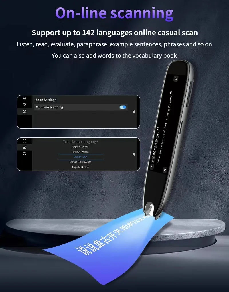 Smart Voice Translator Pen International Version 142 Languages WiFi Enabled Portable Scanner Translation Device for Travel