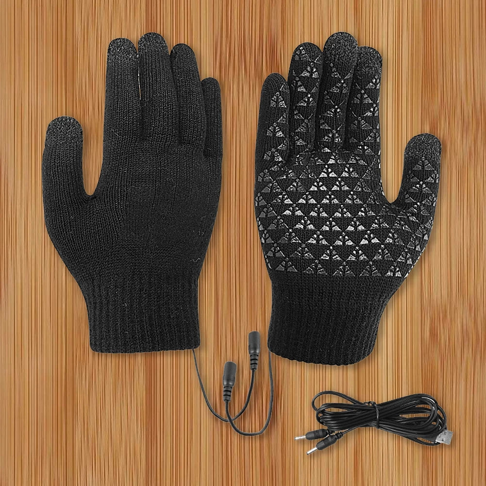 USB Electric Heated Gloves – Winter Thermal Touch Screen Knitted Gloves