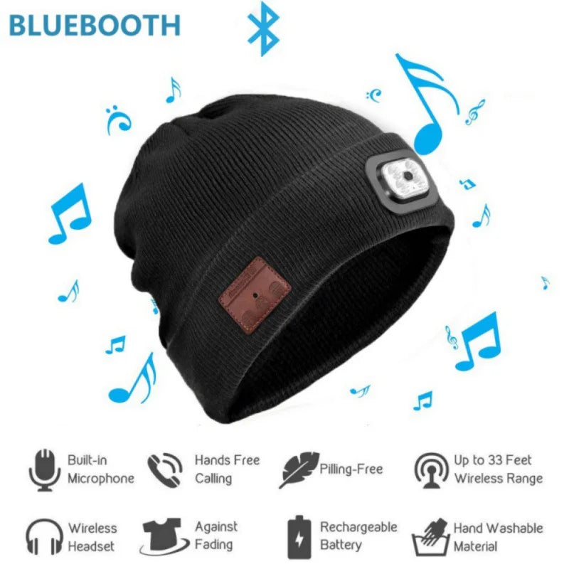 Knitted Hat With LED Bluetooth Headset Wireless Hooded Headset Smart Headset Music Knitted Built-in Microphone Cap