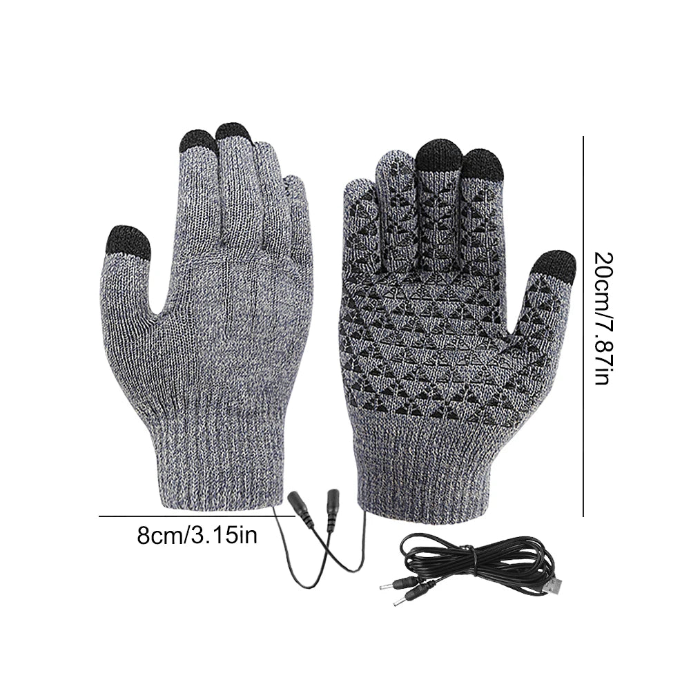 USB Electric Heated Gloves – Winter Thermal Touch Screen Knitted Gloves