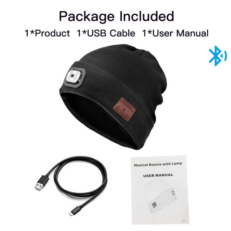 Knitted Hat With LED Bluetooth Headset Wireless Hooded Headset Smart Headset Music Knitted Built-in Microphone Cap