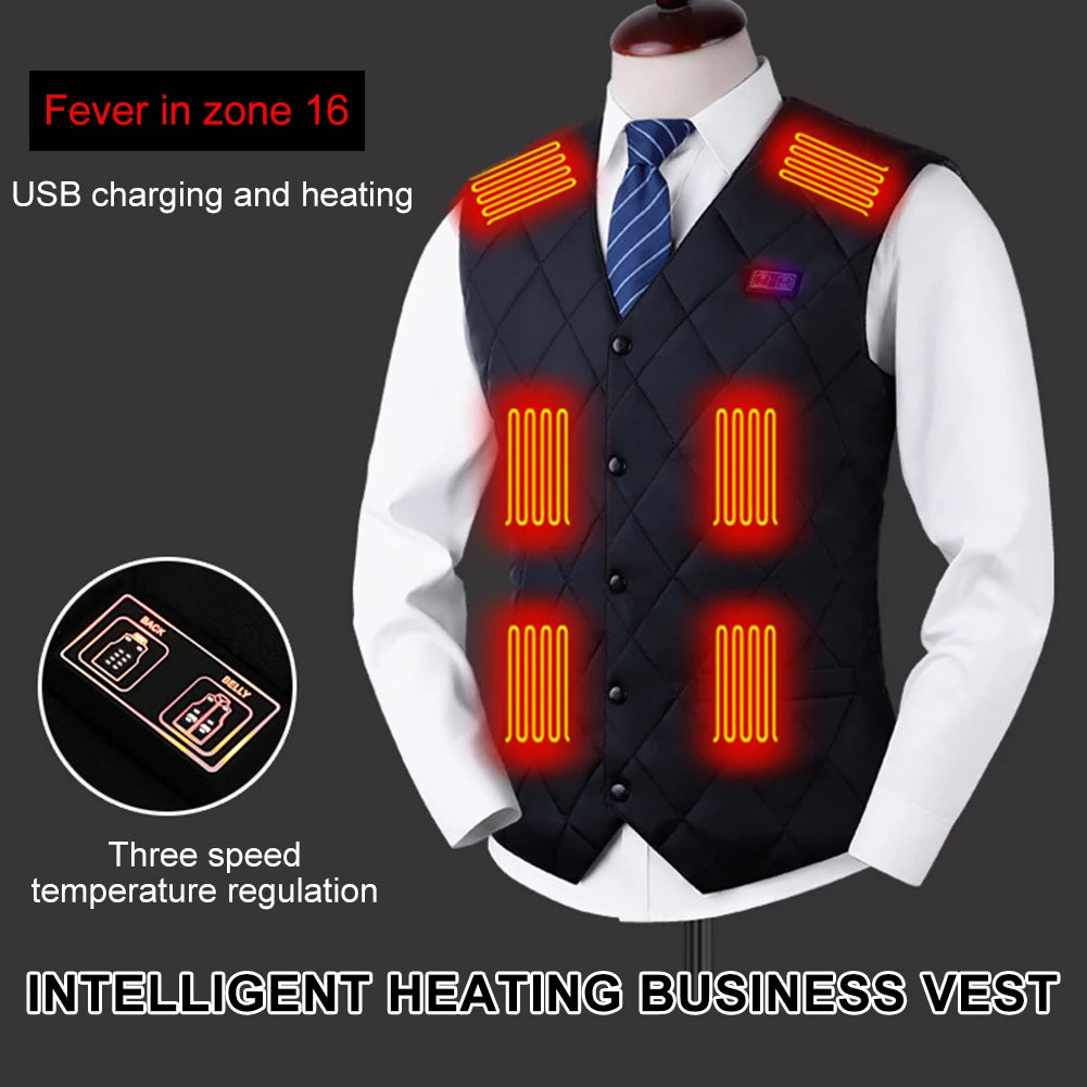 16-Zone USB Heated Vest for Men & Women - Adjustable Thermal Jacket for Winter, Hunting, and Outdoor Sports (Sizes M-7XL)