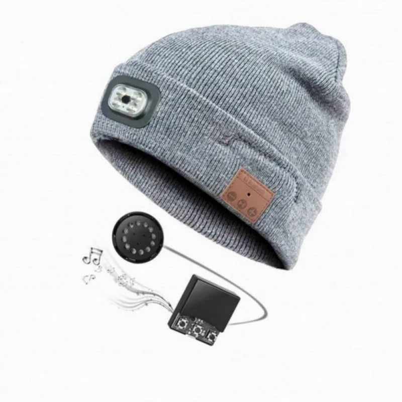 Knitted Hat With LED Bluetooth Headset Wireless Hooded Headset Smart Headset Music Knitted Built-in Microphone Cap