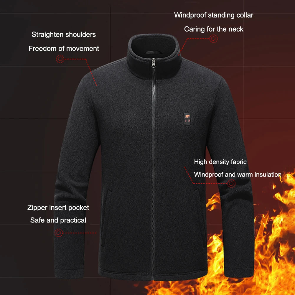 9 Heated Area Intelligent Heating Coat USB Charging Heated Jacket Warm Jackets Coat 3 Gear Electric Heating Vest