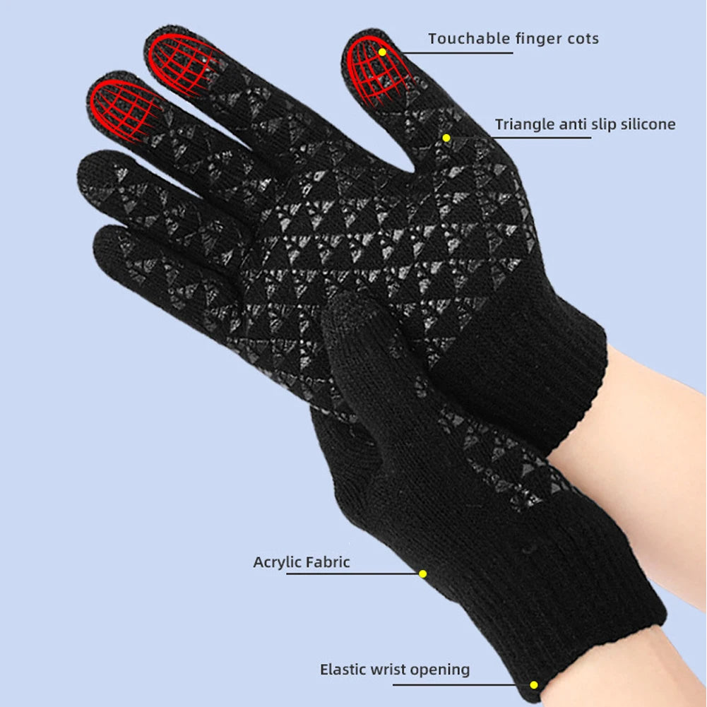 USB Electric Heated Gloves – Winter Thermal Touch Screen Knitted Gloves