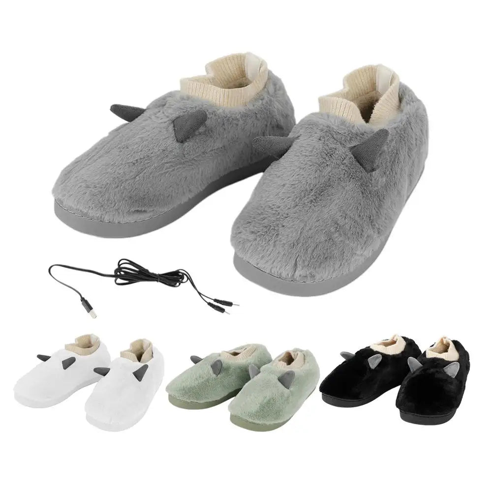 Winter Heated Slippers – USB Charging Electric Plush Foot Warmer with Adjustable Temperature for Men & Women.