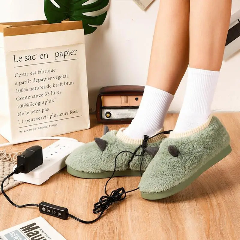 Winter Heated Slippers – USB Charging Electric Plush Foot Warmer with Adjustable Temperature for Men & Women.