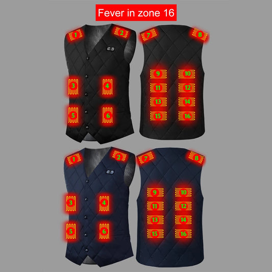 16-Zone USB Heated Vest for Men & Women - Adjustable Thermal Jacket for Winter, Hunting, and Outdoor Sports (Sizes M-7XL)