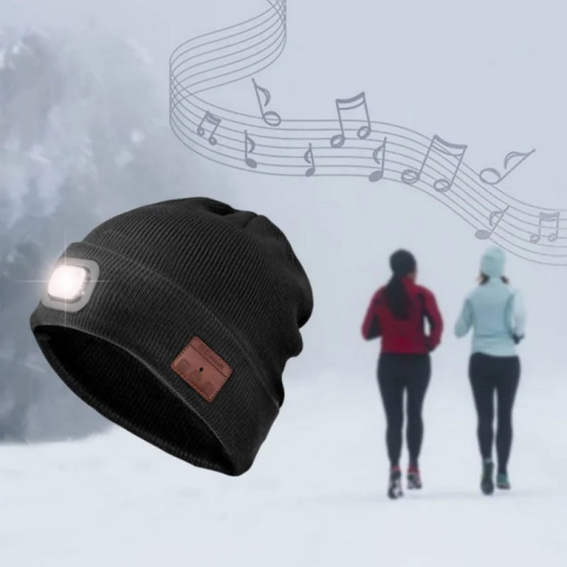 Knitted Hat With LED Bluetooth Headset Wireless Hooded Headset Smart Headset Music Knitted Built-in Microphone Cap