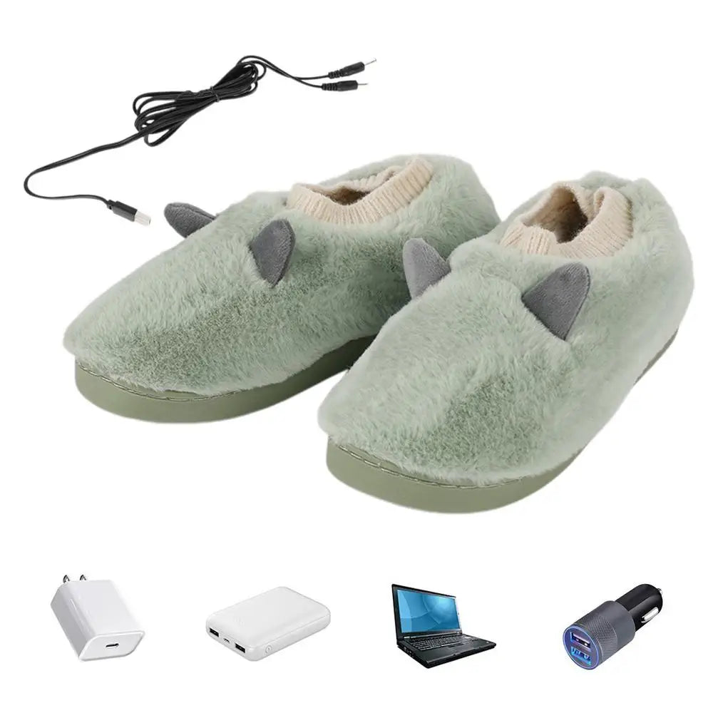 Winter Heated Slippers – USB Charging Electric Plush Foot Warmer with Adjustable Temperature for Men & Women.