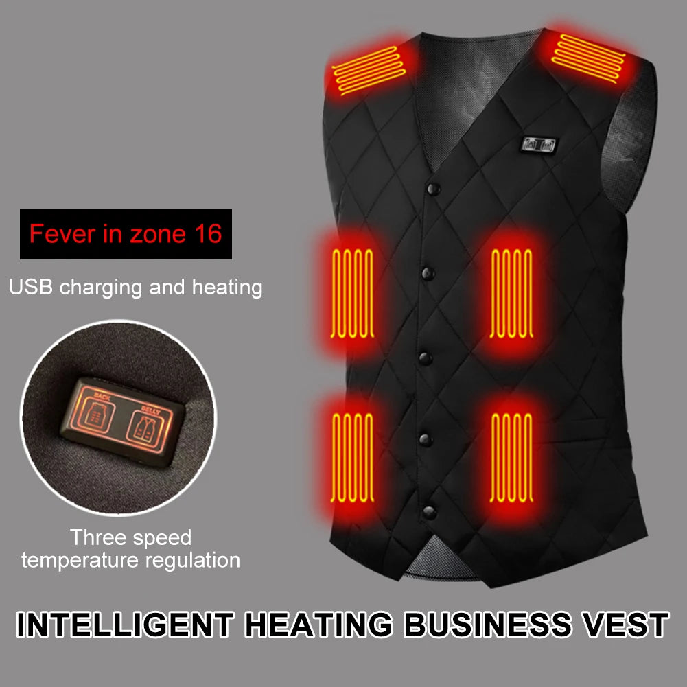 16-Zone USB Heated Vest for Men & Women - Adjustable Thermal Jacket for Winter, Hunting, and Outdoor Sports (Sizes M-7XL)